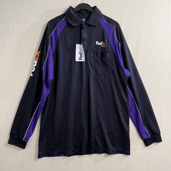 NWT FedEx Ground Long-sleeve Shirt, Quick Dry, Size L, Reflective trim, Unisex - Picture 1 of 7